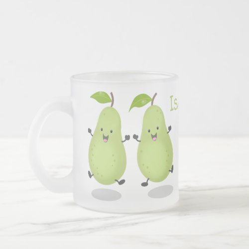 Cute pear pair cartoon illustration frosted glass coffee mug