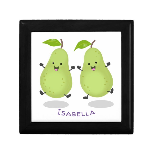 Cute pear pair cartoon illustration gift box (Front)