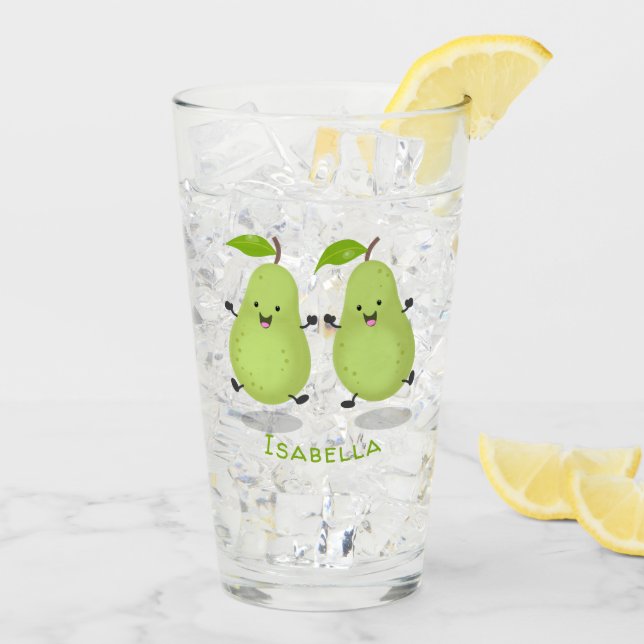 Cute pear pair cartoon illustration glass (Back Ice)