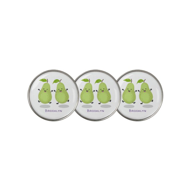 Cute pear pair cartoon illustration golf ball marker (3 Up)