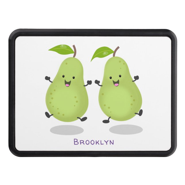 Cute pear pair cartoon illustration hitch cover (Front)