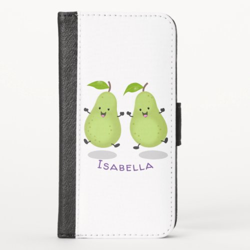 Cute pear pair cartoon illustration iPhone x wallet case