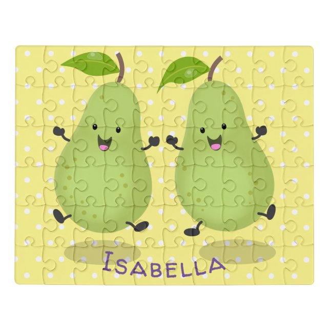 Cute pear pair cartoon illustration jigsaw puzzle (Puzzle Horizontal)