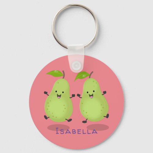 Cute pear pair cartoon illustration keychain