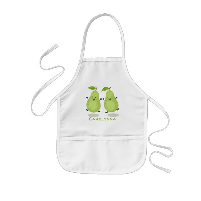 Cute pear pair cartoon illustration kids' apron (Front)