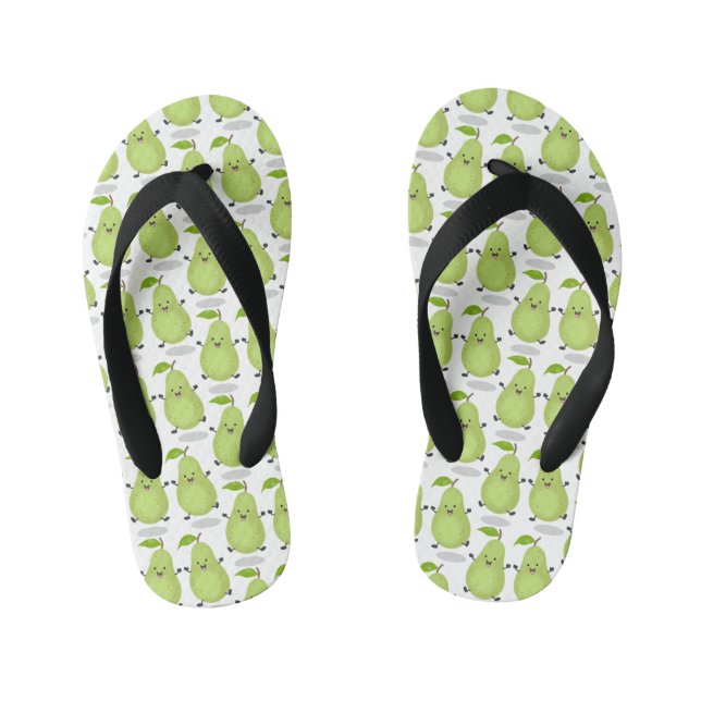 Cute pear pair cartoon illustration kid's flip flops (Footbed)
