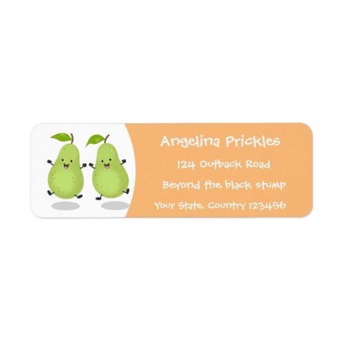 Cute pear pair cartoon illustration label