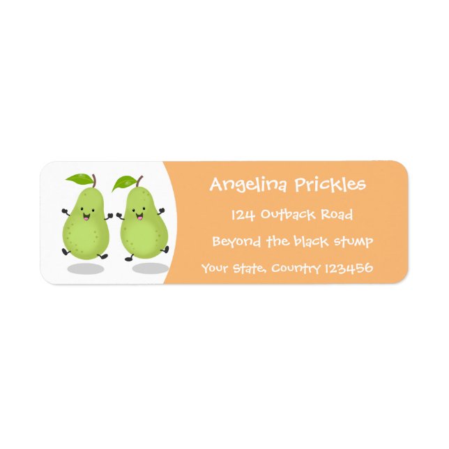 Cute pear pair cartoon illustration label (Front)