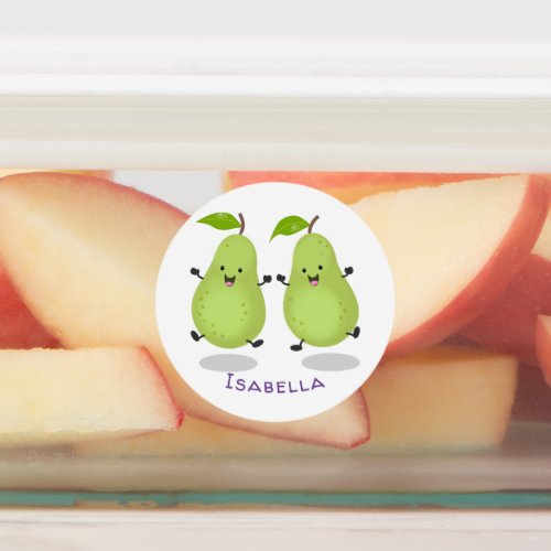 Cute pear pair cartoon illustration labels
