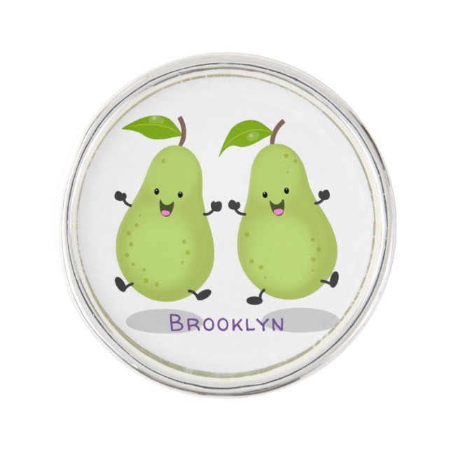 Cute pear pair cartoon illustration lapel pin (Front)