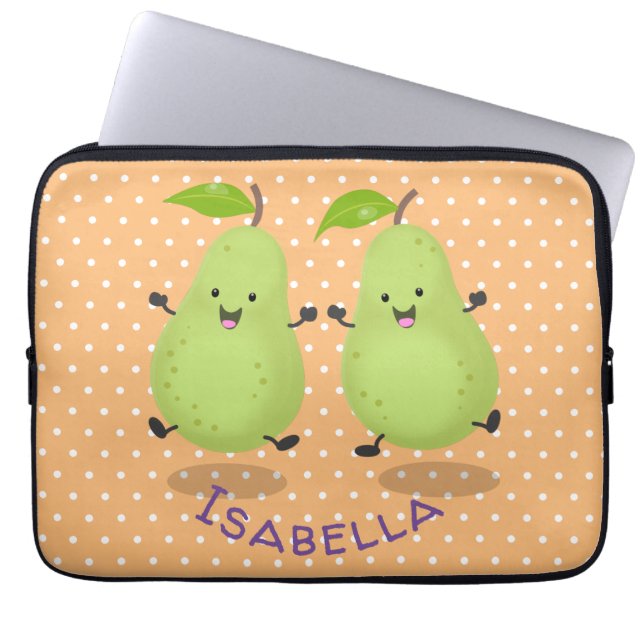 Cute pear pair cartoon illustration laptop sleeve (Front)