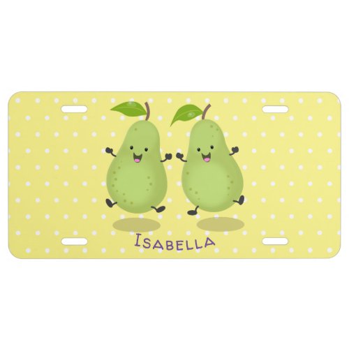 Cute pear pair cartoon illustration  license plate