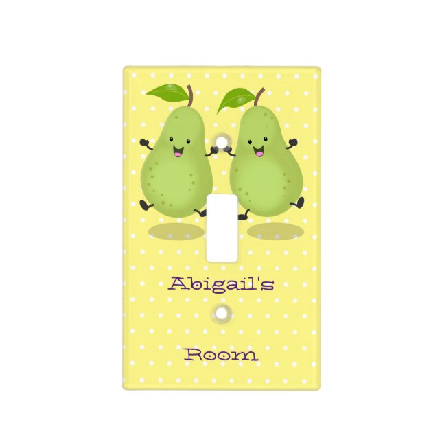 Cute pear pair cartoon illustration  light switch cover (Front)