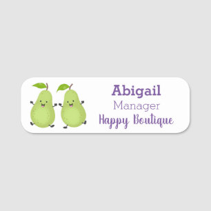 Cute pear pair cartoon illustration name tag