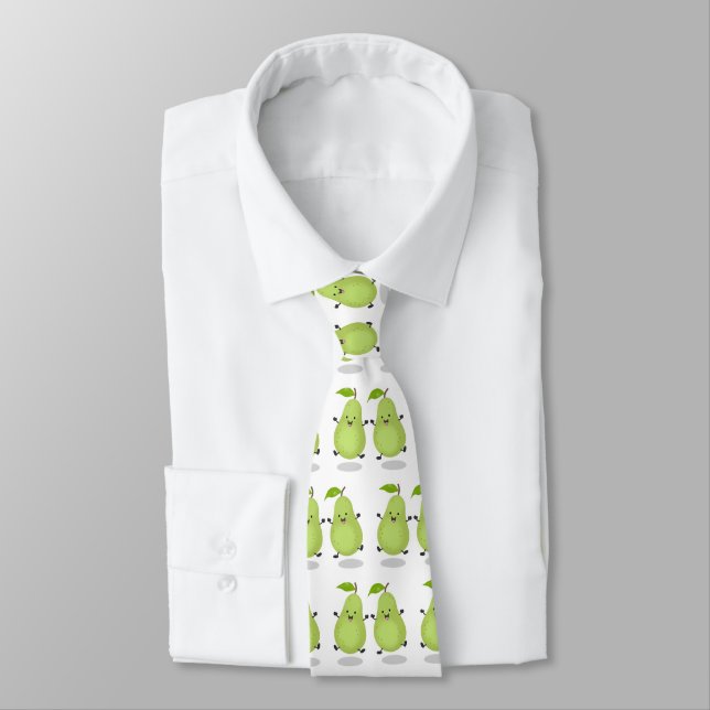 Cute pear pair cartoon illustration neck tie (Tied)