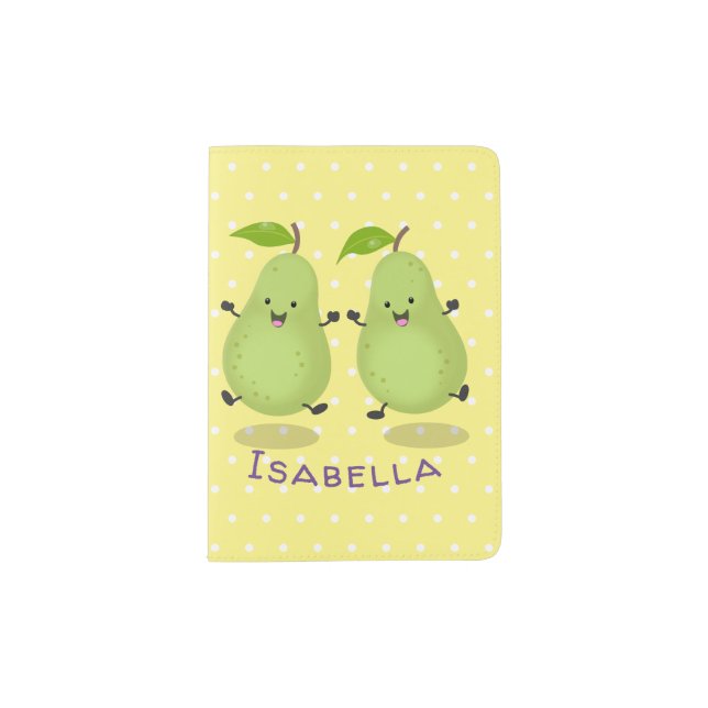 Cute pear pair cartoon illustration passport holder (Front)