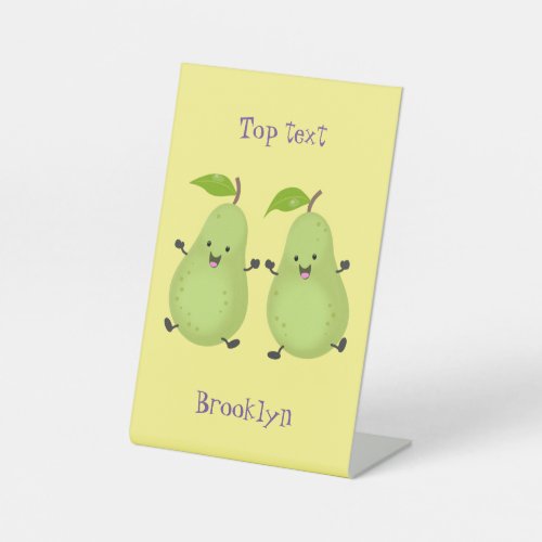 Cute pear pair cartoon illustration pedestal sign