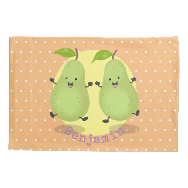 Cute pear pair cartoon illustration pillow case (Back)