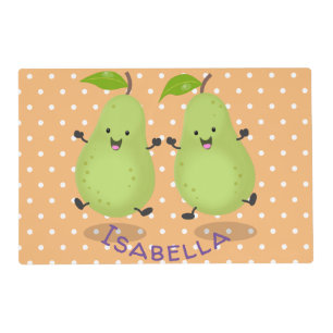 Cute pear pair cartoon illustration placemat