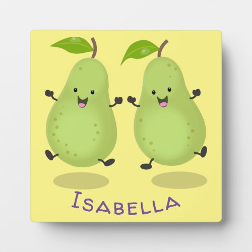 Cute pear pair cartoon illustration plaque