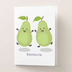Cute pear pair cartoon illustration pocket folder