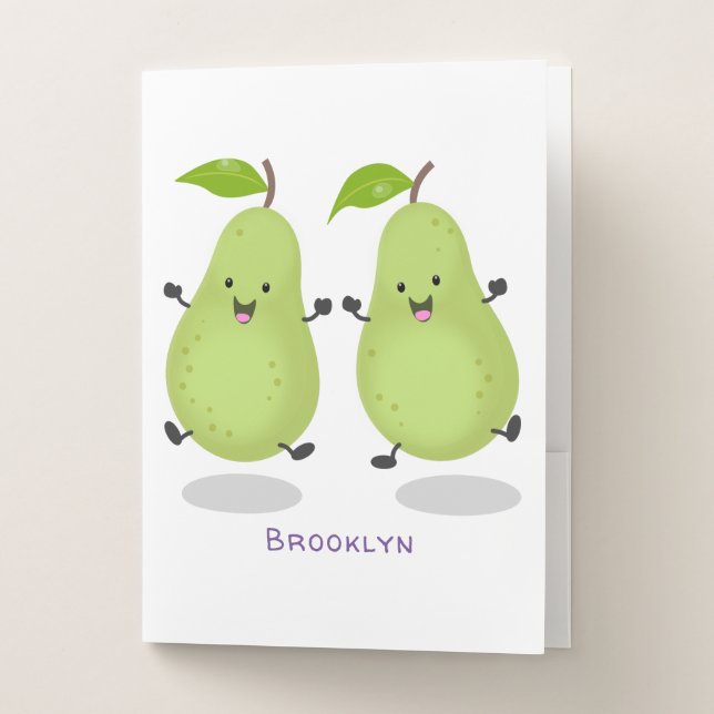 Cute pear pair cartoon illustration pocket folder (Front)