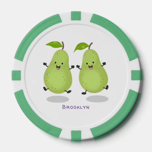 Cute pear pair cartoon illustration poker chips