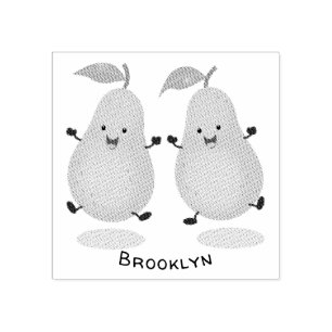 Cute pear pair cartoon illustration rubber stamp