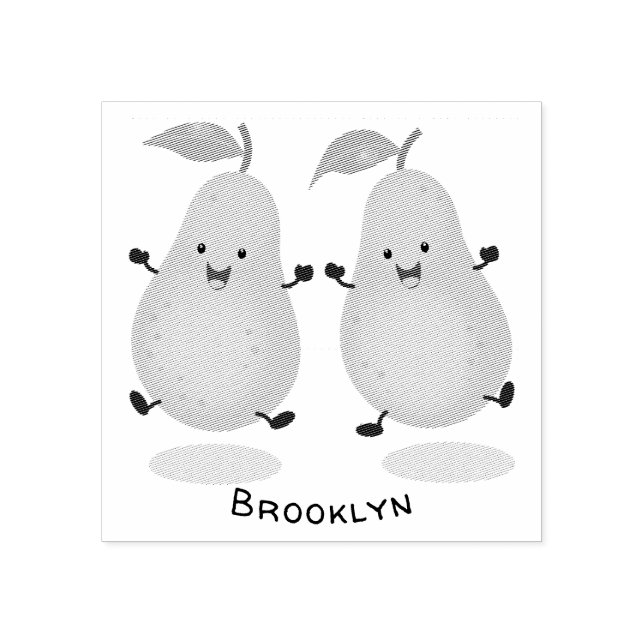 Cute pear pair cartoon illustration  rubber stamp (Imprint)