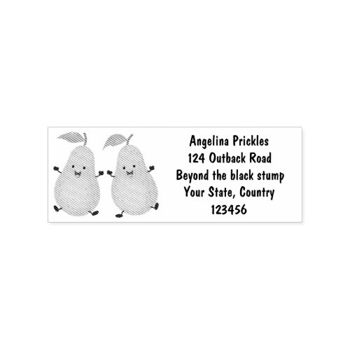 Cute pear pair cartoon illustration  rubber stamp
