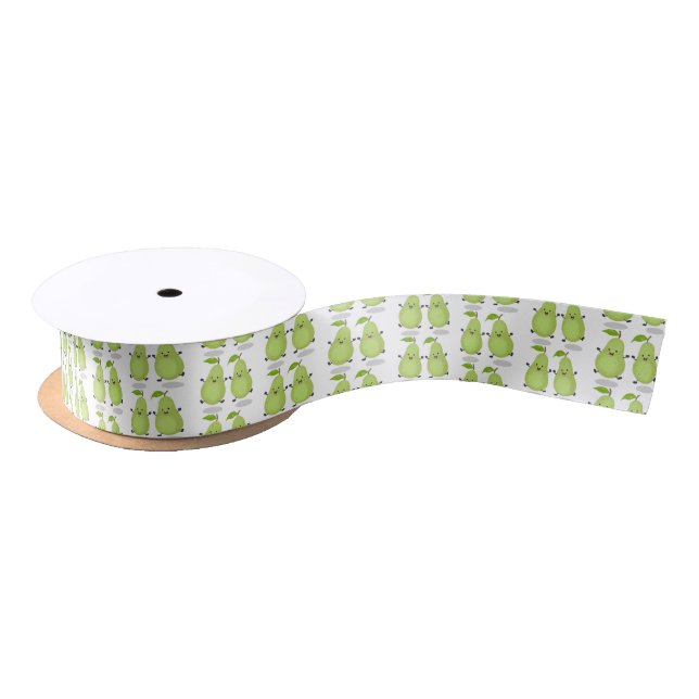 Cute pear pair cartoon illustration satin ribbon (Spool)