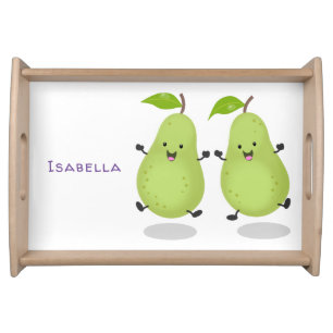 Cute pear pair cartoon illustration serving tray