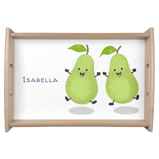 Cute pear pair cartoon illustration serving tray (Front)