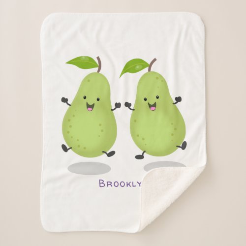 Cute pear pair cartoon illustration sherpa blanket