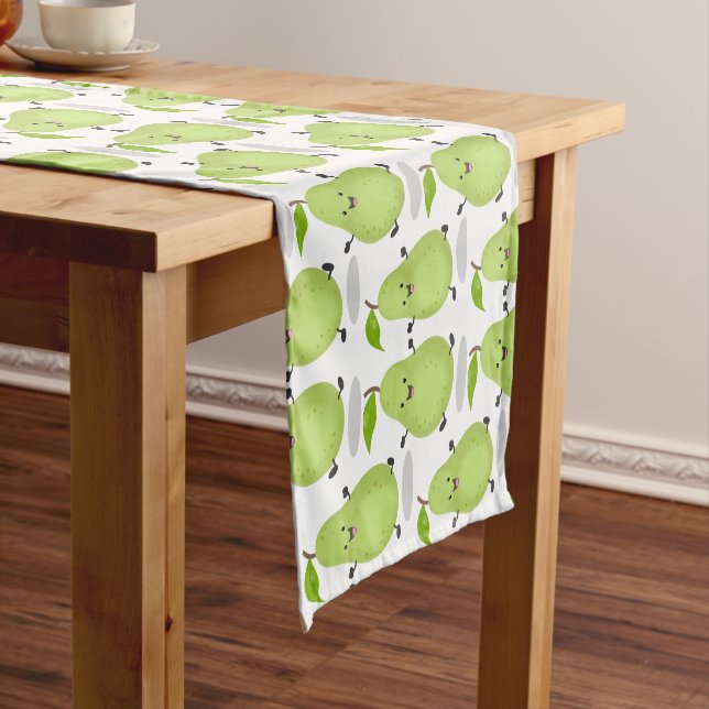 Cute pear pair cartoon illustration  short table runner (In Situ)