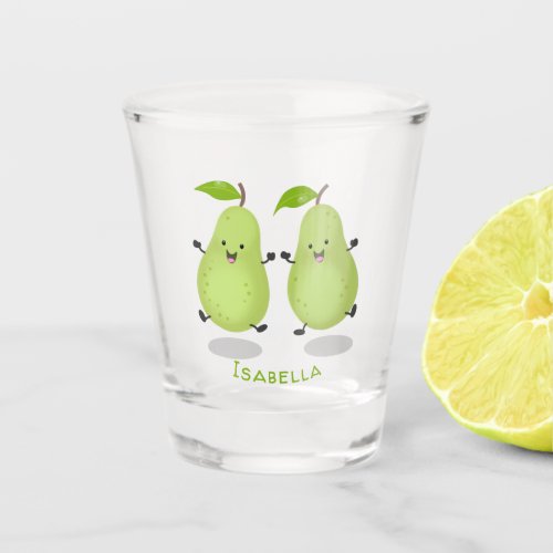 Cute pear pair cartoon illustration  shot glass