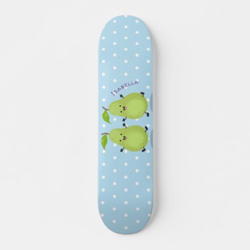 Cute pear pair cartoon illustration skateboard