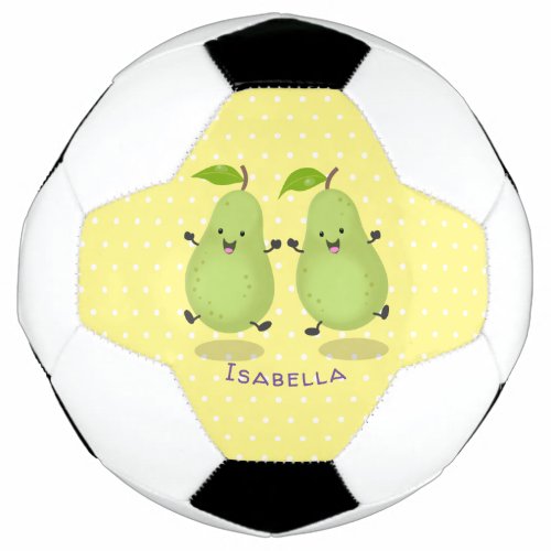 Cute pear pair cartoon illustration soccer ball