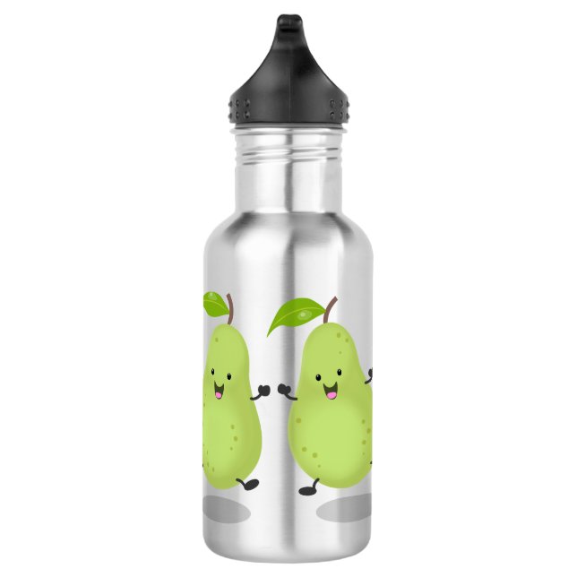 Cute pear pair cartoon illustration stainless steel water bottle (Right)