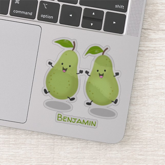 Cute pear pair cartoon illustration sticker (Detail)