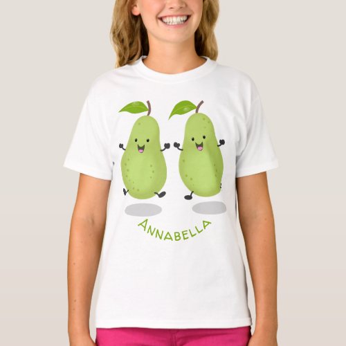 Cute pear pair cartoon illustration T_Shirt