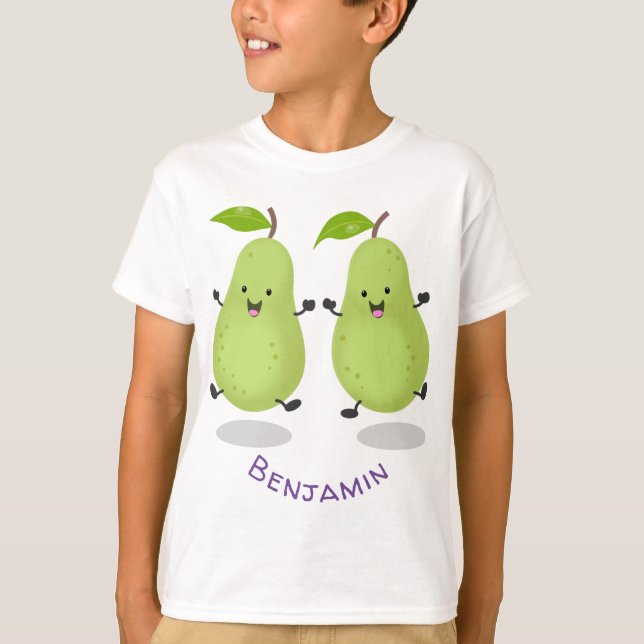 Cute pear pair cartoon illustration T-Shirt (Front)