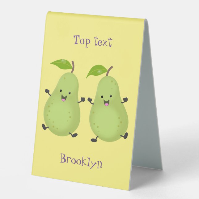 Cute pear pair cartoon illustration table tent (Front)