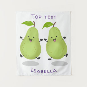 Cute pear pair cartoon illustration tapestry
