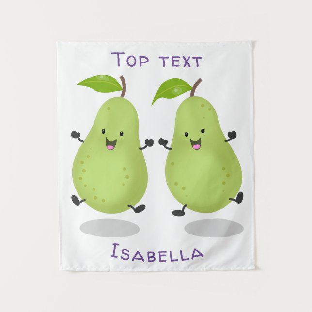Cute pear pair cartoon illustration  tapestry (Front)