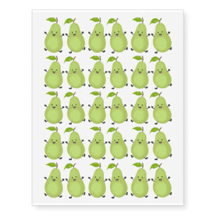 Cute pear pair cartoon illustration temporary tattoos
