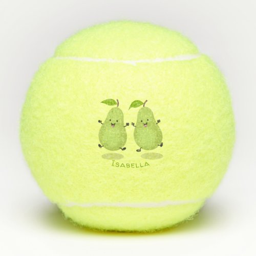 Cute pear pair cartoon illustration tennis balls