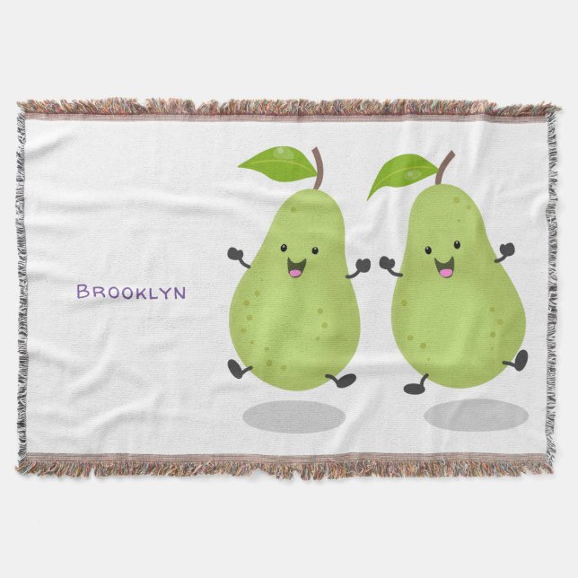 Cute pear pair cartoon illustration throw blanket (Front)