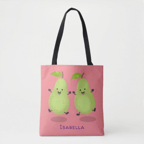 Cute pear pair cartoon illustration tote bag