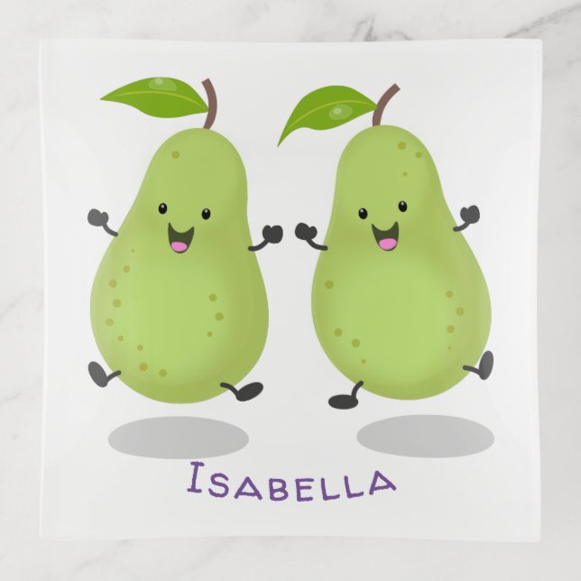 Cute pear pair cartoon illustration trinket tray (Front)
